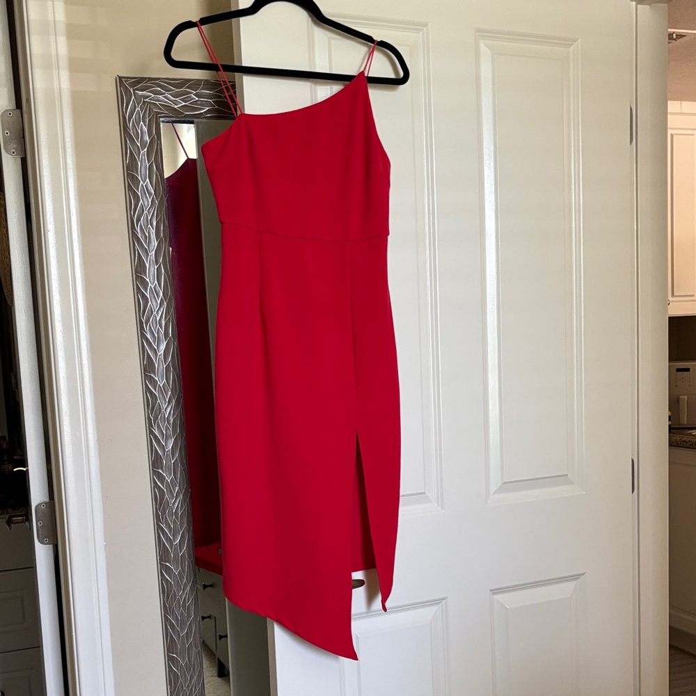 Chic One-Shoulder Red Dress